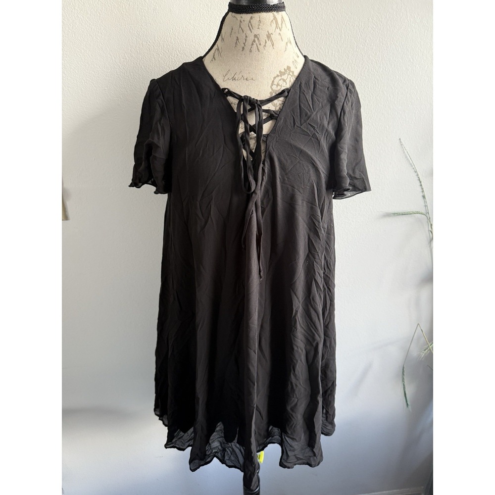 SHOW ME YOUR MUMU Matilda‎ Mini Dress Black Lace Up Size Medium